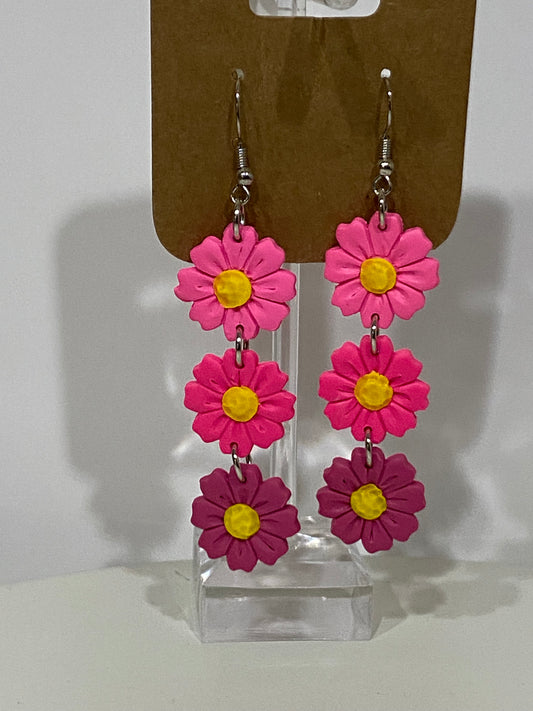 Three tier flower earrings