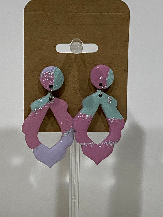 Multicolored mermaid themed two tier studs
