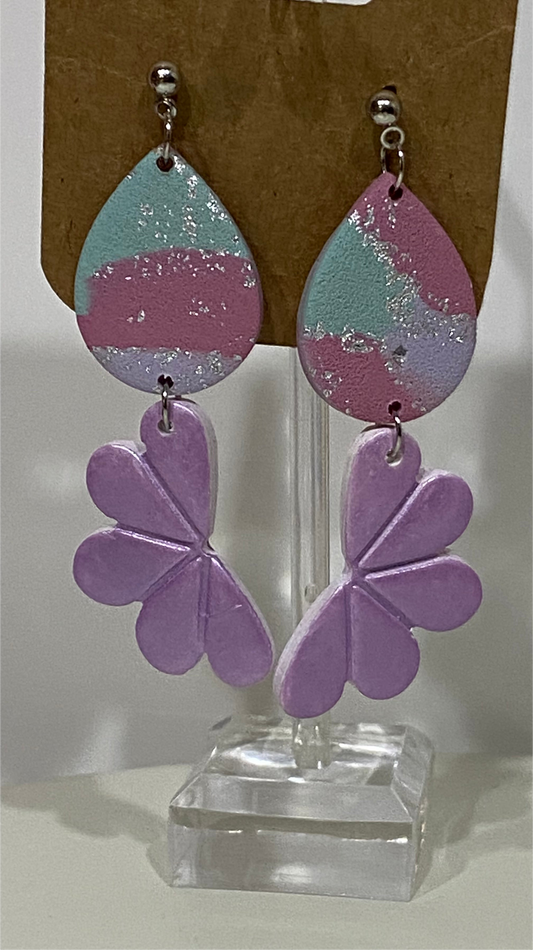 Mermaid theme extra large dangle earrings